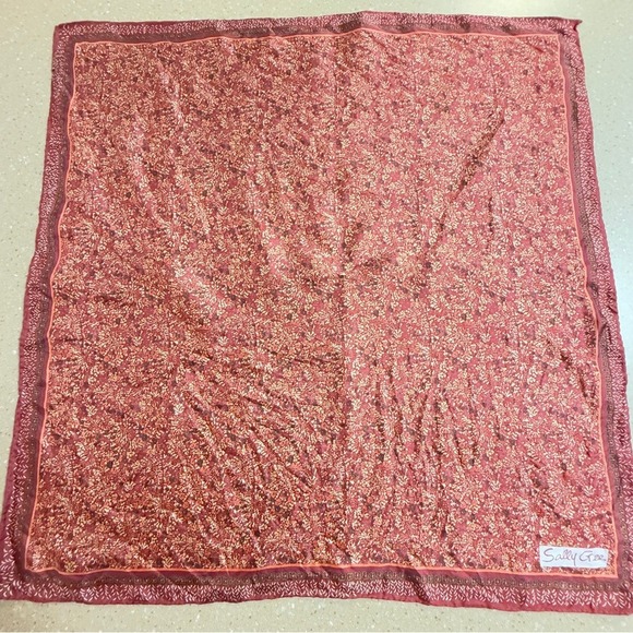 Sally Gee Fall Square Scarf Wrap Red Orange - Picture 9 of 12